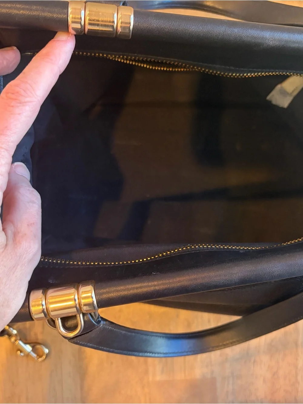 Coach Grace Black pebbled/smooth Leather Satchel with Gold Hardware